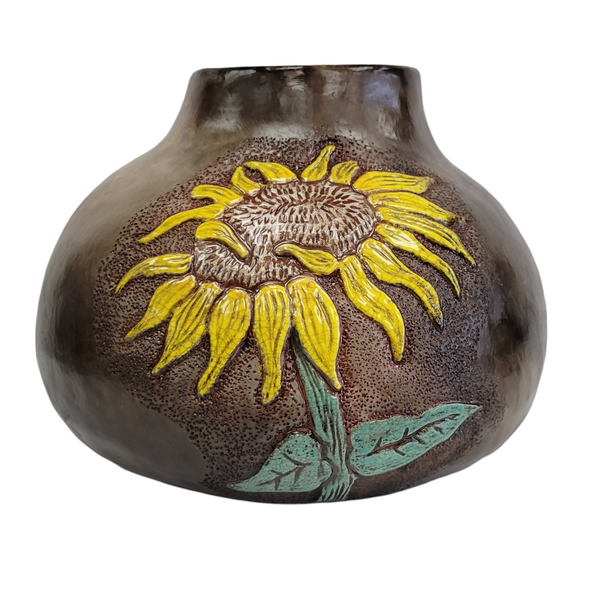 Sunflower Pit Fired Pottery by Lisa Lindler