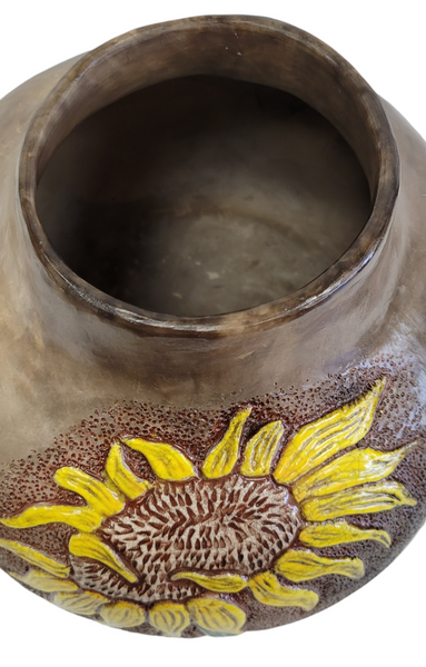 Sunflower Pit Fired Pottery by Lisa Lindler